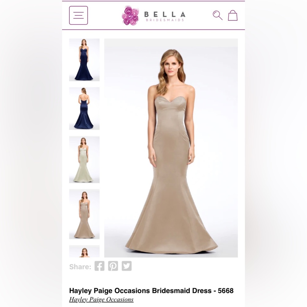 Hayley Paige Occasions Bridesmaid Dress 5668 Candlelight Color New with Tags
